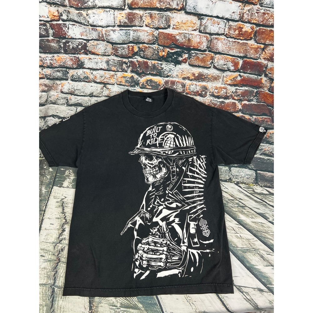 Vtg Metal Mulisha x Grenade Built To Ride Skeleton Graphic T-Shirt Black Mens M